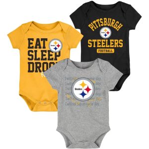 Pittsburgh Steelers Newborn & Infant 3-Pack Bodysuit Set